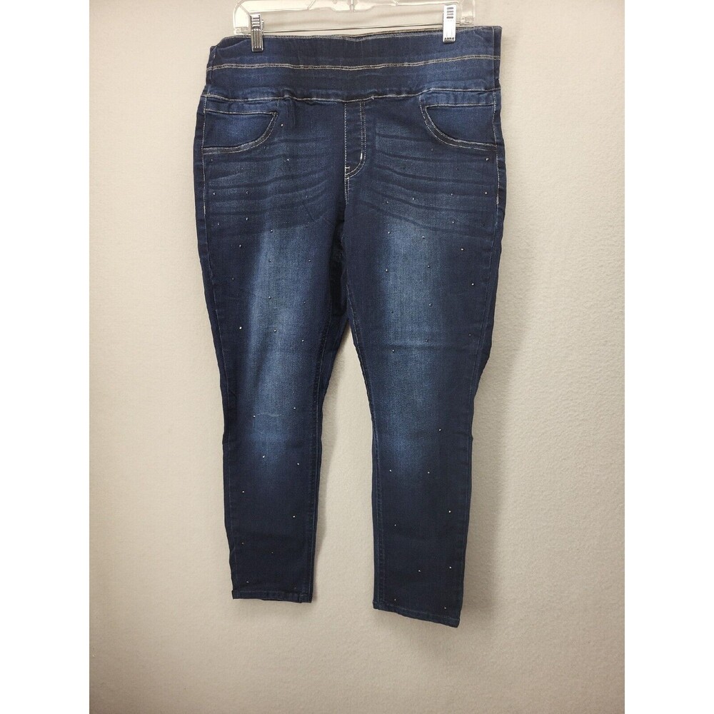 Christopher & Banks Petite Womens Jeans Blue L Jeggings Stretch Skinny Ankle